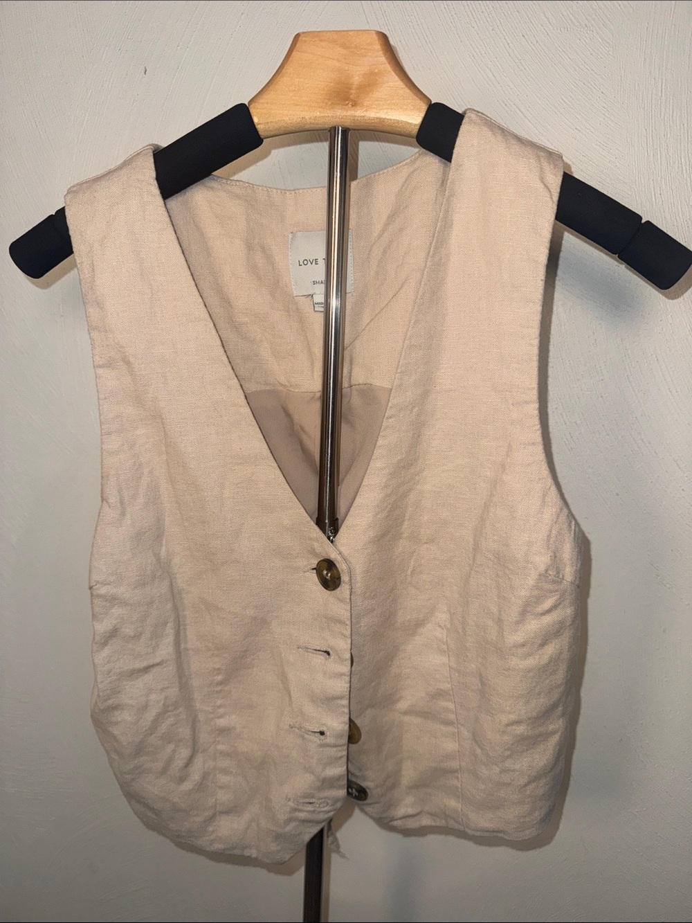 Love Tree Light Beige Linen Vest